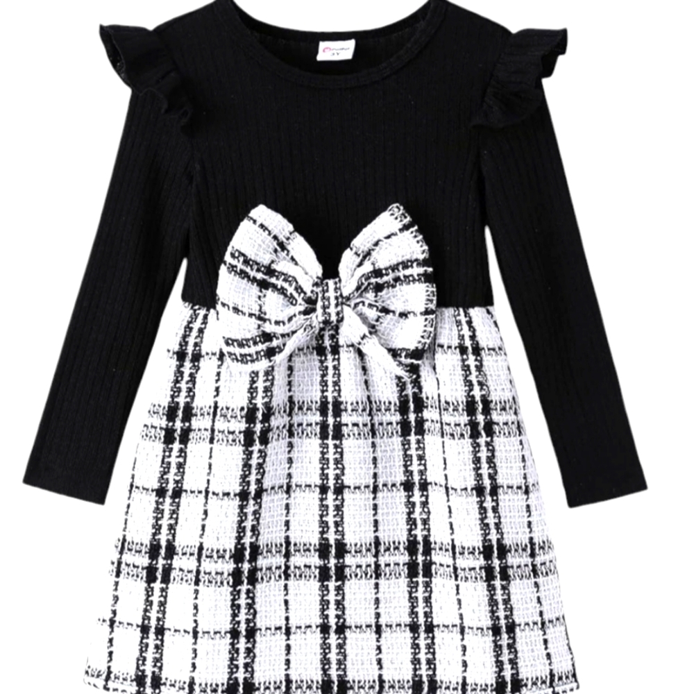 New Princess holiday special occasion/ Plaid Black/ White dress9- 12 month